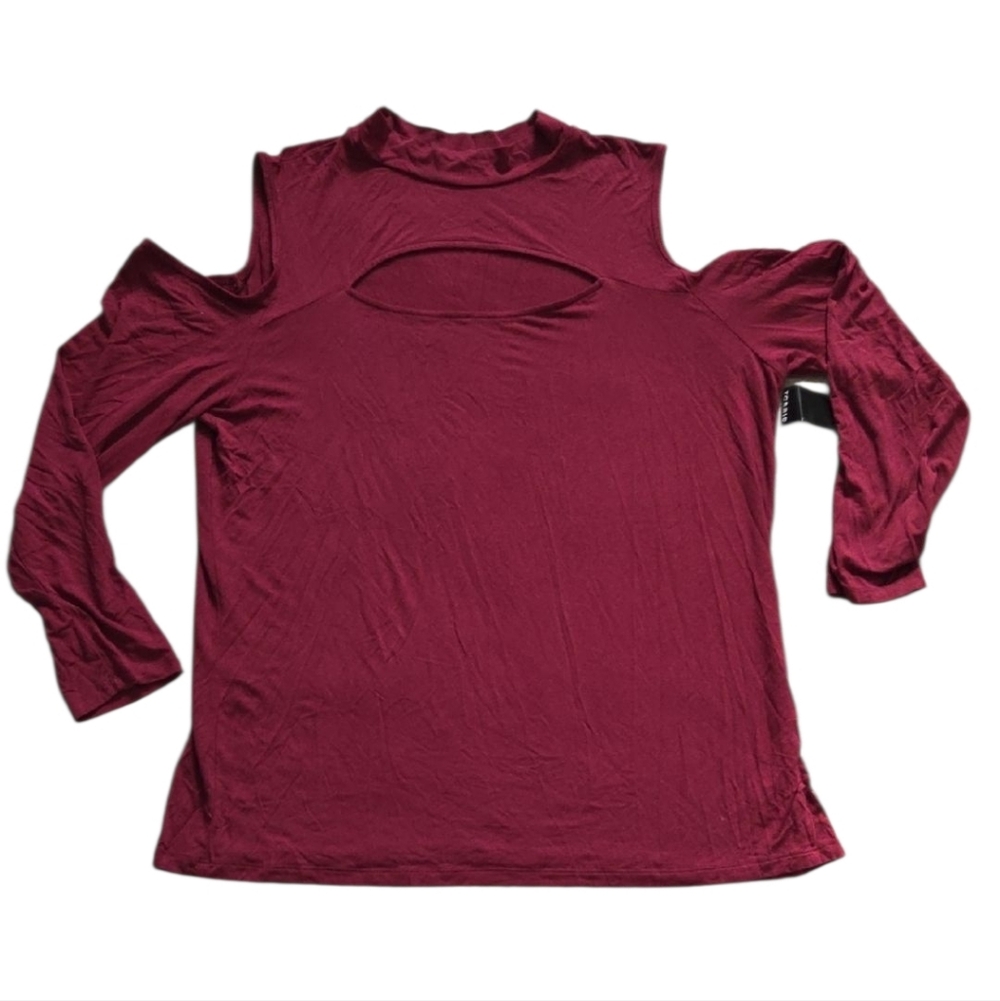 Torrid Women's‎ Burgundy Cold Shoulder Cut Out Top